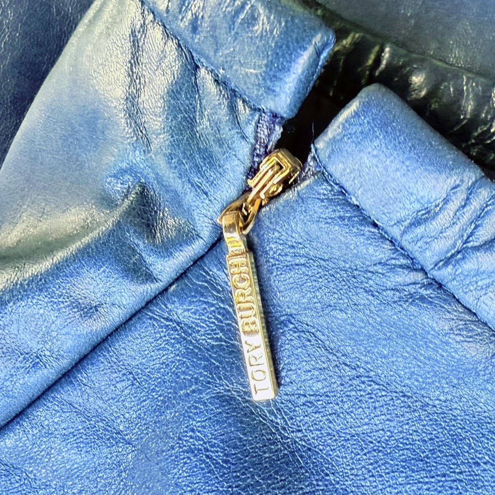 Tory Burch Blue Leather Skirt - Picture 2 of 7